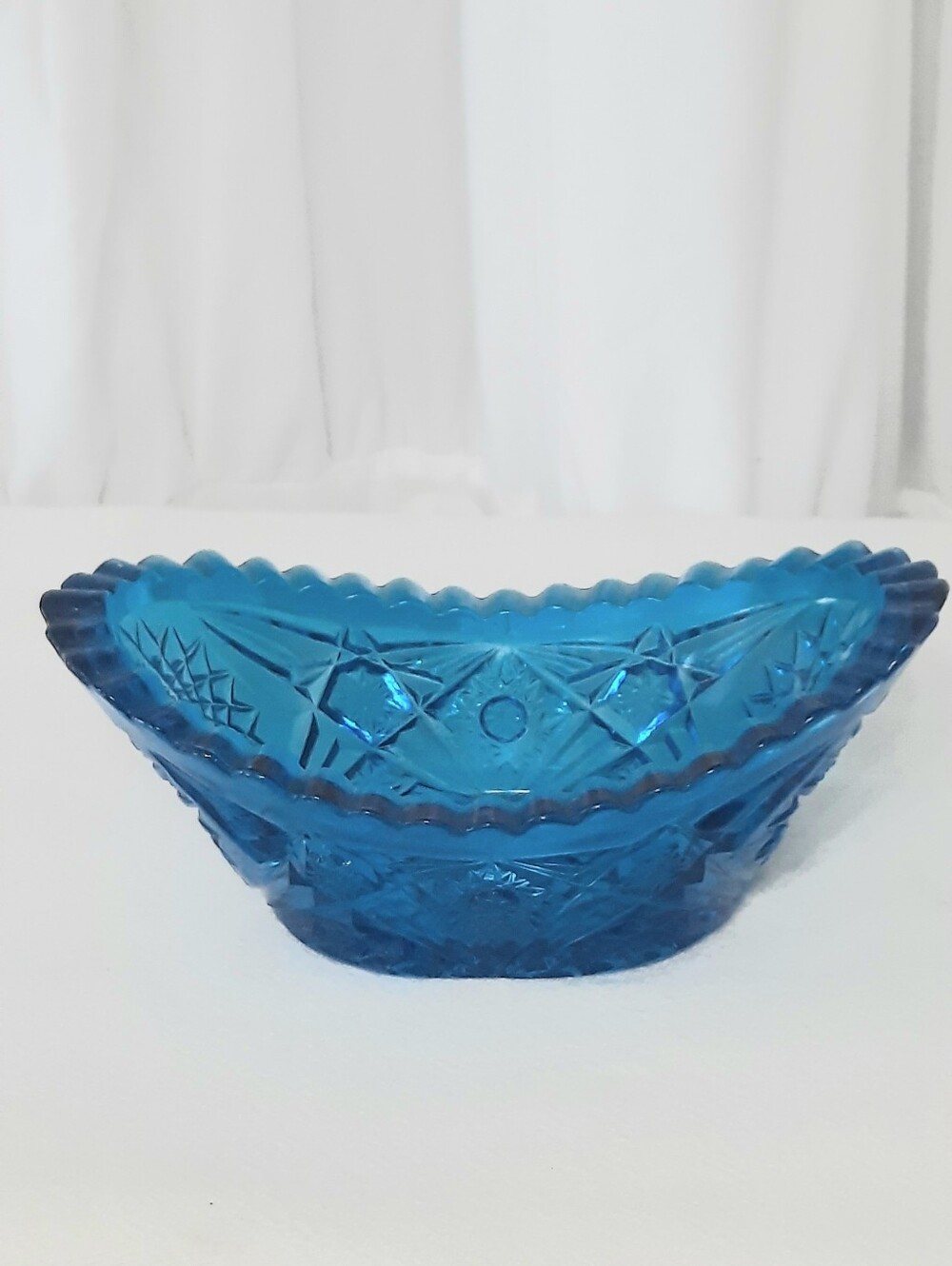 Cobalt Blue Bowl Sawtooth Edge Mid Century Modern Vintage